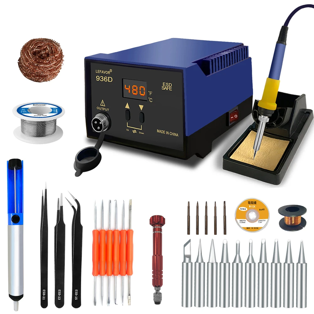 936D 936H 60W digital soldering iron Soldering Stations Fast temperature adjustment C/F sleep 200-480 for BGA Welding tool set