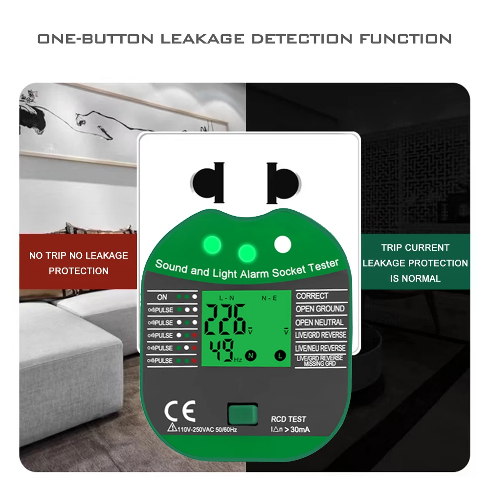 LEFAVOR-Socket-Tester-Pro-Voltage-Test-RCD-30mA-Socket-Detector-UK-EU-Plug-Ground-Zero-Line-2