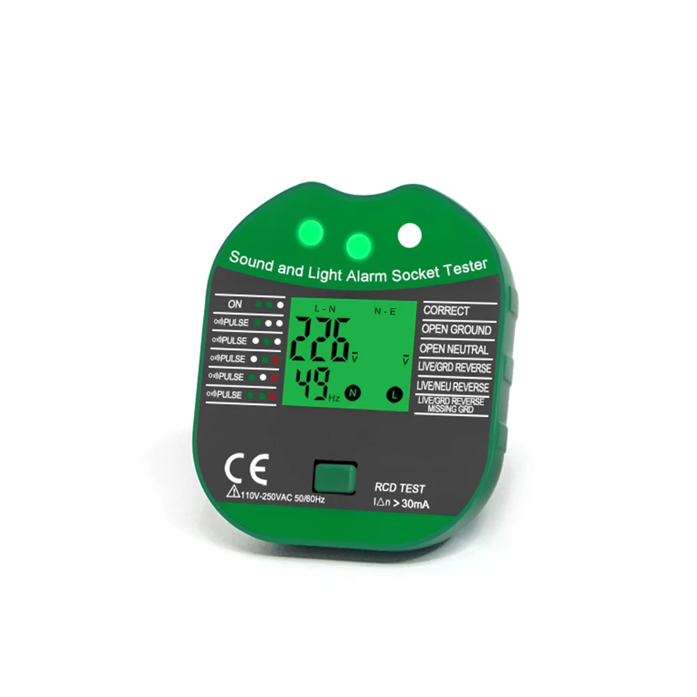 LEFAVOR-Socket-Tester-Pro-Voltage-Test-RCD-30mA-Socket-Detector-UK-EU-Plug-Ground-Zero-Line-3